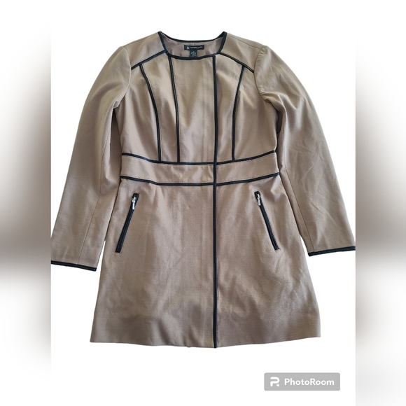 INC International Concepts Women's Coat Jacket Faux Leather Trim Size M - Picture 1 of 8